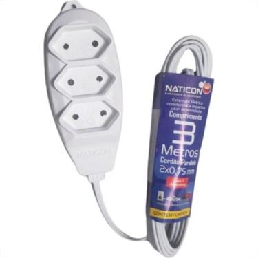 Imagem de Extensao Naticon Paralela 3Tom 2P 075X3M Branca 006