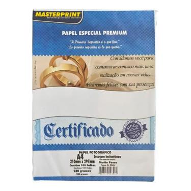 Imagem de Papel Fotográfico Matte Fosco A4 230g 100 Folhas Masterprint Branco  K