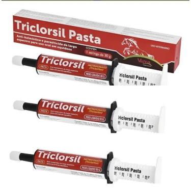 Imagem de Kit 3 Triclorsil Pasta Parasiticida Oral Equinos 30g - Vansil