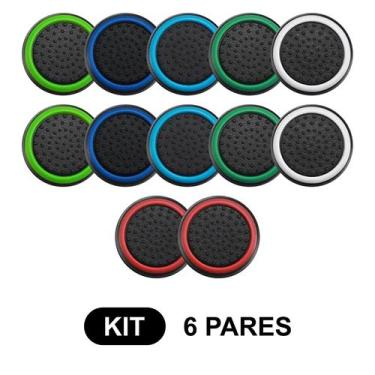 Imagem de 6 Pares de Grips p/ controle Anti Derrapante Silicone Botão Analógico 