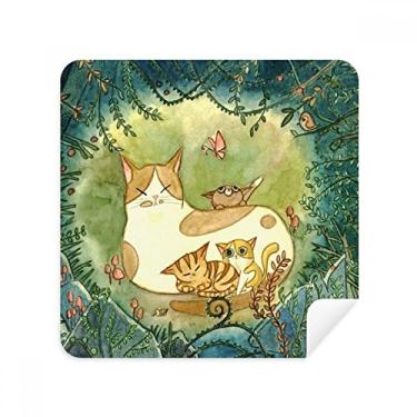 Imagem de Miaoji Pintura Gato Família Fantasy Glasses Pano Limpador de Tela Tecido Camurça Pacote com 2