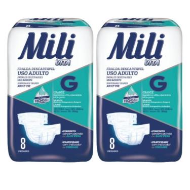 Imagem de Fralda Geriatrica Mili Vita Adulto G 2 Pacotes de 8 Un