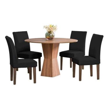 Imagem de Capa Para Cadeira Lisa Kit 6 Lugares Malha - Preto