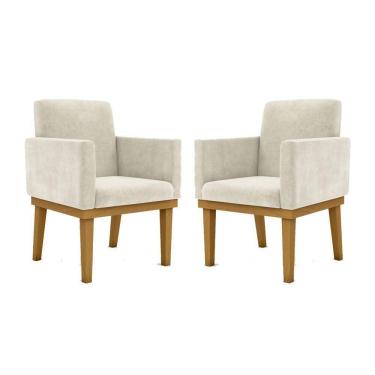 Imagem de Kit 02 Cadeiras C/Base Mesa/Estudos Poltrona bege