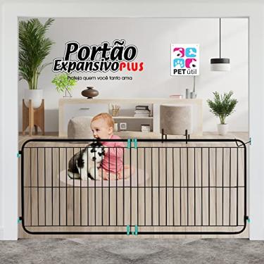 Imagem de Grade Portão Pet Grade Proteção Extensivo Preta Expansivo 99 A 165cm Cão Preto Expansiva Preto