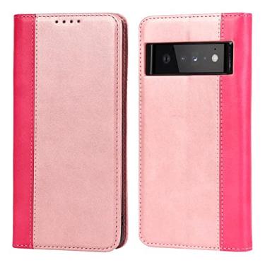 Imagem de Capa para Google Pixel 6/6 Pro, Capa carteira de couro luxuosa com compartimentos para cartão Kickstand TPU à prova de choque Capa interna magnética Flip Stand Capa protetora para celular, Rosa, 6 Pro 7,7 polegadas