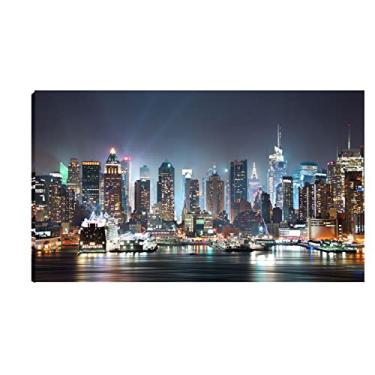 Imagem de Quadro Decorativo Cidades Nova york a noite 55x100cm