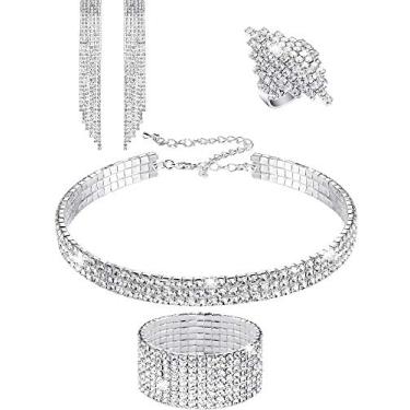 Imagem de Pulseira feminina Hicarer com strass e strass com strass e pingente de franja