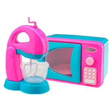 Imagem de Kit Mini Brinquedo Cozinha Batedeira E Microondas