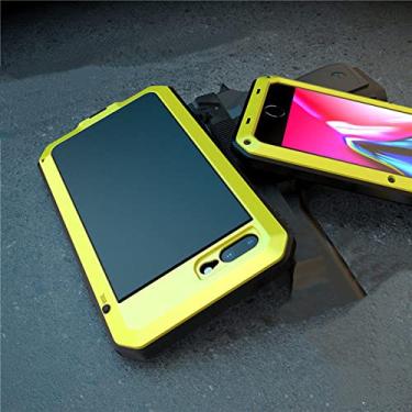 Imagem de Armadura à prova de choque Metal Alumínio Capa de telefone para iPhone 11 Pro XS MAX XR X 7 8 6 6S Plus 5S 5 SE 2020 Capa de proteção completa, amarela, para iPhone 14Pro Max