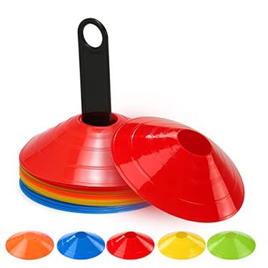 Imagem de Tingpai 25 pcs Agili Disc Cone Set Multi Esporte Treinamento Espaço Cones com Plástico Stand Titular pa o Futebol Bola de Futebol Jogo de Discoteca Cones de Treinamento Campo marcadores