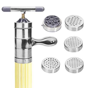 Imagem de Máquina de massa de macarrão manual para cozinha espaguete, ferramenta de aço inoxidável, máquina de pressionar