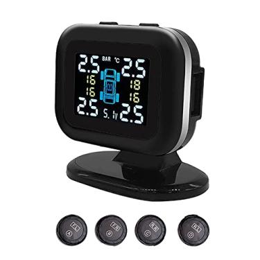 Imagem de DOYING Sistema de monitoramento da pressão dos pneus do carro TPMS Mini USB Detector de Monitor de Pressão dos Pneus com 4 Sensores Externos Função de Alarme Porta USB