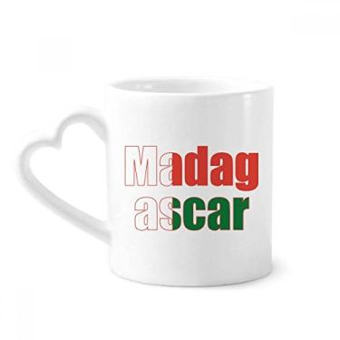 Imagem de Caneca com nome da bandeira do país de Madagascar caneca de café cerâmica copo de coração de vidro