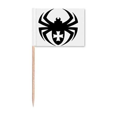 Imagem de Ilustração de aranha preta padrão de insetos, bandeiras de palito, marcador para decoração de festa
