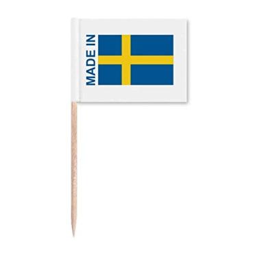 Imagem de Feito na Suécia Country Love bandeiras de palito de dente marcador Topper Decoração de festa