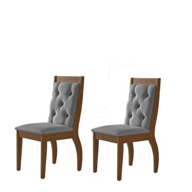 Imagem de Conjunto com 2 Cadeiras Agata Veludo Grafite Rufato