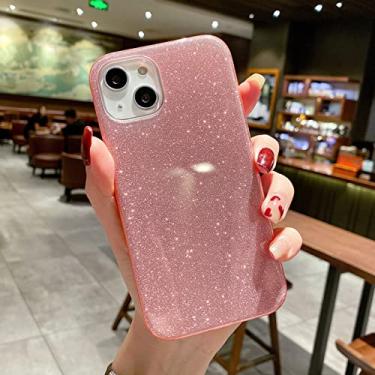 Imagem de Capa de telefone de luxo 3 em 1 brilho brilhante para iphone 14 13 11 12 pro max xr xs max x 6s 7 8 plus se 3 mini capa brilhante macia, rosa, para iphone 6s plus