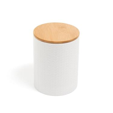 Imagem de Pote zig zag dolomita com tampa de bambu médio 1,2l - Oikos