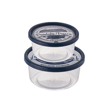 Imagem de Kit Potes Porta Mantimento Plástico Tampa Azul Marinho 2 un