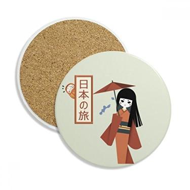 Imagem de Caneca de porta-copos tradicional japonesa local para meninas pequenas com proteção de mesa e pedra absorvente