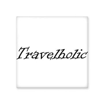 Imagem de Palavra estilosa Travelholic Art Déco, presente, azulejo de cerâmica brilhante, decalque vitrificado, pedra adornada