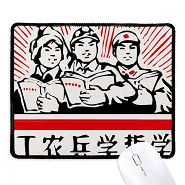 Imagem de Mousepad de borracha para jogos Worker Camponês Soldado Vermelho Chinês Borda costurada