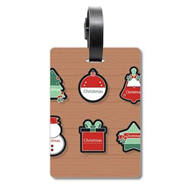 Imagem de Símbolo de Natal de desenho animado ícone de mala etiqueta cartão de bagagem pendurado Scutcheon Etiqueta