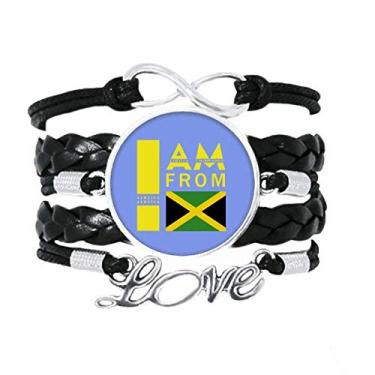 Imagem de OFFbb-USA Pulseira de presente I Am from Jamaica Art Deco Fashion Pulseira Love Acessório de couro torcido para presente