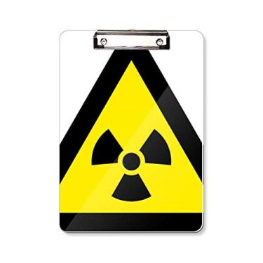 Imagem de Símbolo de aviso, amarelo, preto, ionização, radiação, triângulo, pasta, bloco de anotação, placa de apoio A4