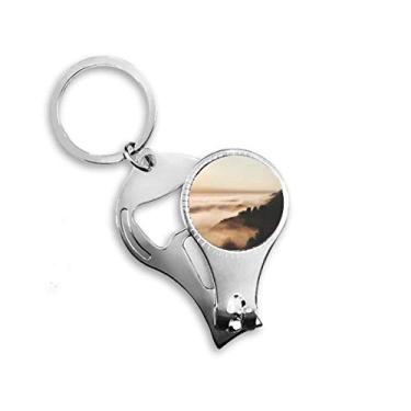 Imagem de Sunrise Sunset Mountain Fog Paisagem Sky Nail Nipper Ring Chaveiro abridor de garrafa