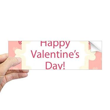 Imagem de DIYthinker Adesivo retangular Happy Valentine's Day rosa e branco para janela de notebook