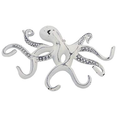 Imagem de Gancho para chaves de polvo, suporte decorativo de parede náutica montado na parede, gancho de porta-chaves antigo, gancho de alumínio fundido para toalha de mão, roupão de banho, jaqueta, quarto,