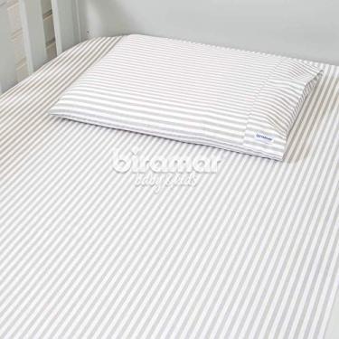 Imagem de Biramar Baby Fronha Para Berço Estampada Listrado Cinza