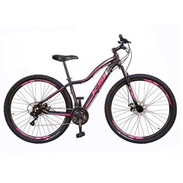 Imagem de Bicicleta Feminina Aluminio Aro 29 Aluminio KSW MWZA 21 Velocidades Freio a Disco Mecanico Suspensão 80mm, 17, Preto Rosa