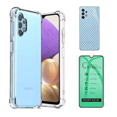 Imagem de Kit Capa capinha anti impacto para Galaxy A32 4G+ Película 9d ceramica + película skin traseira de carbono - (C7COMPANY)
