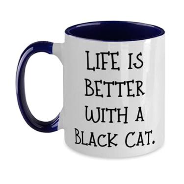 Imagem de Caneca Nice Black Cat Two Tone 325 ml, Life is Better With a Black Gat, presente para amigos, presentes chiques de amigos