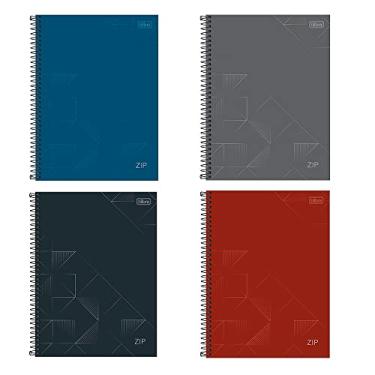 Imagem de Kit de Caderno, 01 Matéria, Capa Dura, Zip, 80 Folhas, Tilibra, Pacote com 4 Unidades