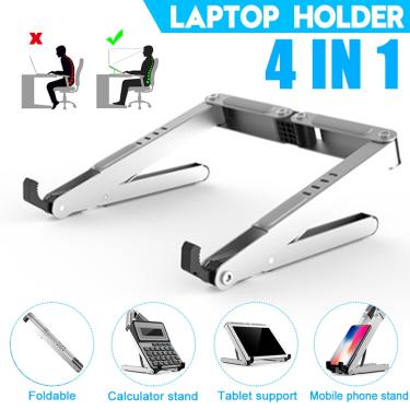 Imagem de Suporte para laptop portátil, suporte para notebook dobrável de mesa, design ergonômico ajustável ao nível dos olhos, riser portátil para notebook