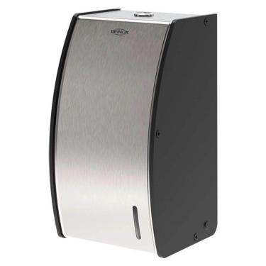 Imagem de Porta Papel Higiênico Decorline Dispenser para Papel Interfolhado Banheiro Aço Inox e Preto