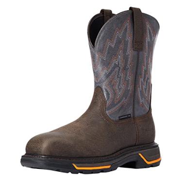 Imagem de ARIAT Bota masculina de trabalho com bico composto Big Rig H20, marrom escuro/marrom envelhecido, Ferro de Café/ardósia, 7 Wide Big Kid