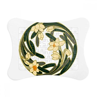 Imagem de China Flower Bud Art Moldura de quebra-cabeça padrão redondo Decoração de imagem Enfeite de jogo de quebra-cabeça