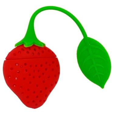 Imagem de Infusor De Chá Ervas Silicone Lavável Prático Morango Prana