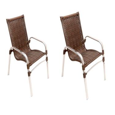 Imagem de Kit 2 Cadeiras Emily em Alumínio e Fibra Sintética Trama