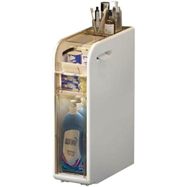 Imagem de Armário De Armazenamento De Banheiro Pequeno Com Rodas, Armário De Toalete Fino, Prateleiras Organizadoras De Banheiro, Organizador De Armazenamento De Papel Higiênico À Prova D'água, Organizador