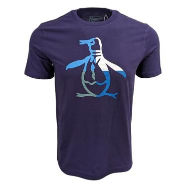 Imagem de Original Penguin Camiseta masculina com gola redonda com logotipo Pete Outline, Uva (multicor Pete), XXG