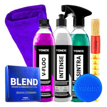Imagem de KIT BACTERICIDA LIMPEZA INTERIOR REVITALIZADOR DE PAINEL SHAMPOO V-FLOC CERA BLEND VONIXX
