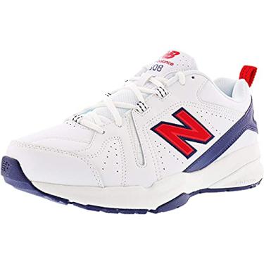 Imagem de New Balance Tênis masculino 608 V5 casual Comfort Cross Trainer, Branco/Vermelho, 10 Wide