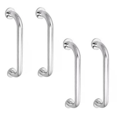 Imagem de Alça de Apoio 30cm Kit 4 Unidades Barra Inox Idoso Cadeirante Deficiente Banheiro Acessibilidade