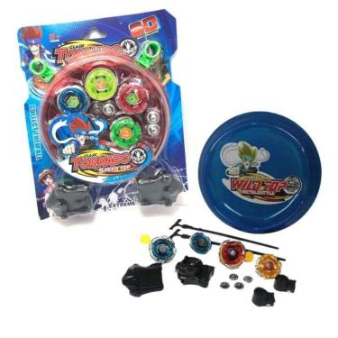 Imagem de Batalha Beyblade Kit Com 4 Peões Mini Arena Azul Ou Vermelha